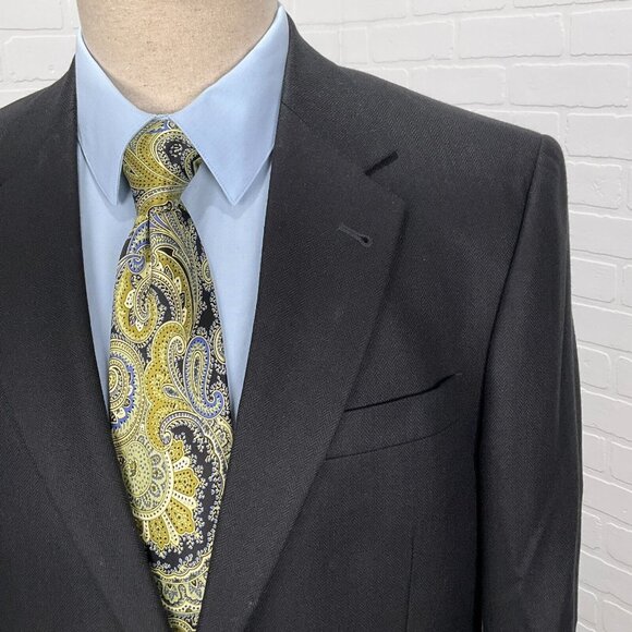 Jos A Bank Blazer Men 40R Black Gray Herringbone Signature Silk Camel Hair - Picture 2 of 12